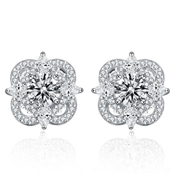 Jewelry - Certified 1ct. t.w. Diamond Moissanite Clover Stud Earrings NEW